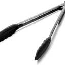 Doosu Kitchen Tongs for Cooking - 600F Heat Resistant Food Tong with Non-Scratch Silicone Tips, Heavy Duty Stainless Steel Locking Tong for BBQ, Grilling Steak, Serving Salad, Pasta (12in, Black)