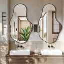 Dorlicecass Irregular Wall Mirror - Wall Mirrors Decorative 24"x 40" Asymmetrical Abstract Mirror Aviation Aluminum Alloy Frame Unique for Bathroom, Bedroom, Living Room, Cloakroom, Entryway Black