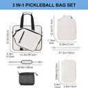 LAKE OF FIRE Pickleball Bag for Women Men,Stylish Nylon Water-Resistant Pickleball Paddle Bag Large Capacity Crossbody Bags (Off-white 3 Piece Set)