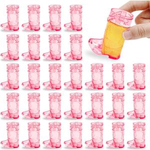 SHAOQINLIN Cowboy Boot Shot Glasses, 30 PCS 1 oz Mini Plastic Boot Cups, Hot Pink Boots Mugs Western Cowboy Cowgirl Theme Party Supplies