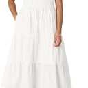 Amazon Essentials Womens Relaxed-Fit Cotton Sateen Crewneck Tiered Midi Dress, Medium