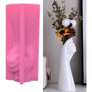 Art Arm Vase Epoxy Silicone Mold Hand Shape Flowerpot Plant Cement Concrete Plaster Silicone Mold