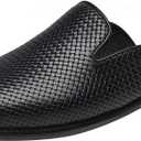 ELANROMAN Men's Backless Loafers Black Genuine Leather Mules Slippers Slip on Shoes (8)