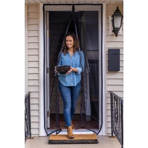 Duck Brand Hands-Free Magnetic Screen Door for Standard Width Door - Mesh Patio Door and Bug Screen with Magnets - 39 x 86 Inches, Black