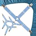 Bed Sheet Straps, 4Pcs Adjustable Bed Sheet Clips, Easy to Install Bed Sheet Clips, Keep in Place Fitted Bedding Holder, Bed Sheet Holder Straps, Bed Sheet Clips, Bed AccessoriesBlue