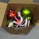 Syhood 4 Sets 24 Pcs Red and Green Christmas Ornaments Ball Pre Strung Plastic Xmas Tree Decorations Shatterproof Red White and Green 2.36'' Christmas Balls Ornaments for Hanging Holiday (Cute)