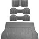 FH Group 3 Row Climaproof Trimmable Non-Slip Vinyl Floor Mats with Cargo Liner- Universal Fit for Cars Trucks and SUVs (Gray) F11306 + F16401