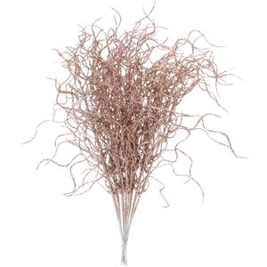 Sea Team 36-Pack Artificial Glitter Vine Twig Ornaments, Decorative Curly Beard Sticks, Glittery Stems, Picks, Branches for Christmas Tree, Small Vase, Holiday, Wedding, Party (12 Inches, Rose Gold)