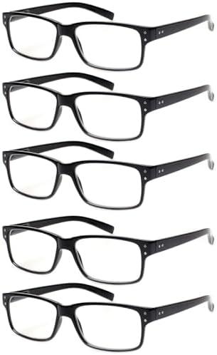 NORPERWIS Reading Glasses 5 Pairs Quality Readers Spring Hinge Glasses for Reading for Men and Women (5 Pack Black, 3.50)