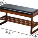 SOBIBO Solid Wood Shoe Rack Bench with Flip-Top Storage, Black, 31.5"