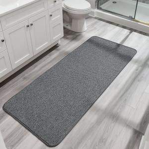 Bath Mat,Ultra Thin Bathroom Runner Rugs,Large Bath Mats for Bathroom,Quick Dry,Non-Slip,Machine Washable,Low Pile,Bath Rug,Shower Outside,Sink,Home Decor Accessories.Dark Grey,2'x5'（24x60inch）