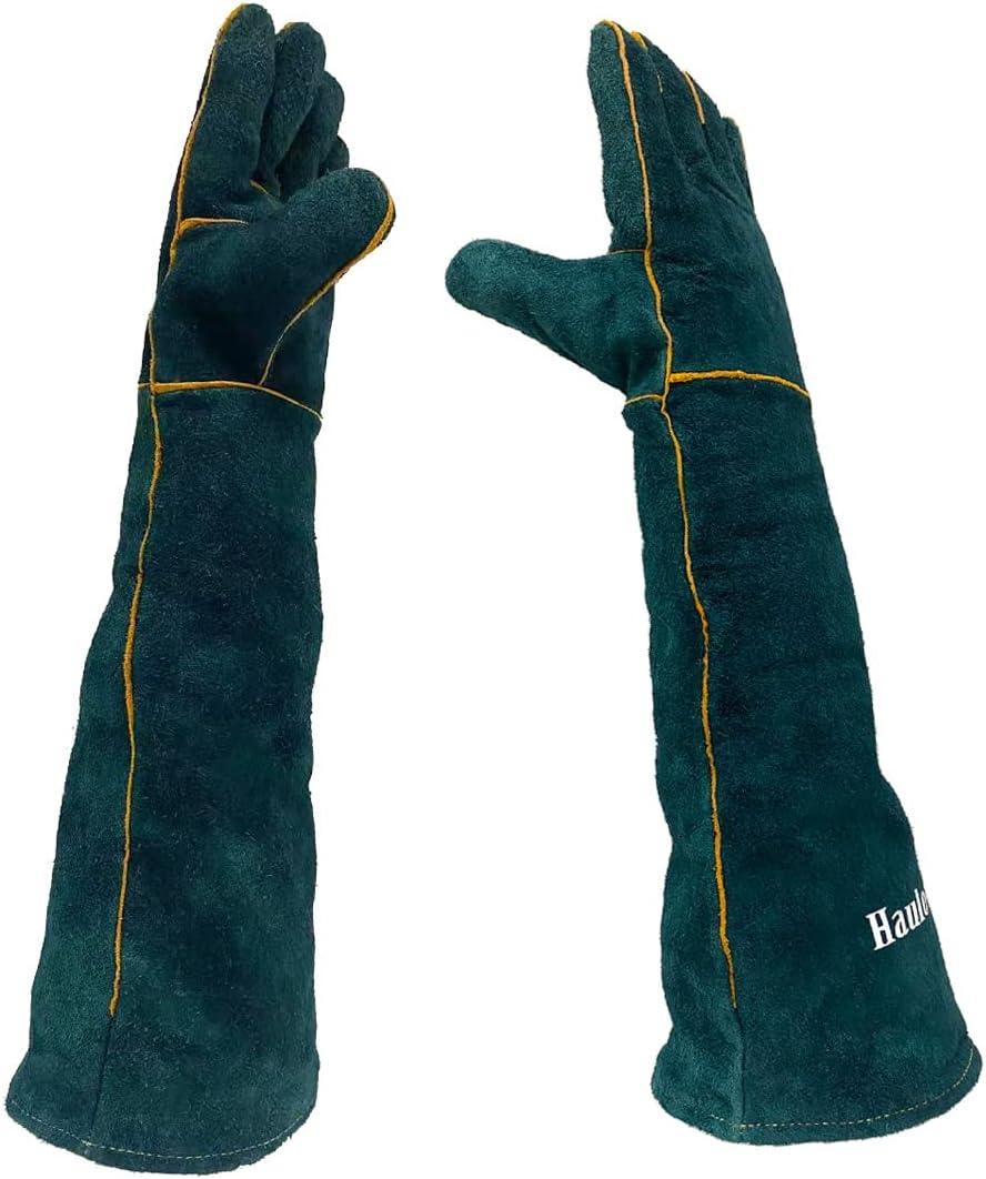 Animal Handling Gloves Bite Proof,23.7 inch Leather Bite Proof Gloves for Grabbing Reptile, Grooming, Trips to Vet. Puncture & Scratch Resistant, Bite Proof for Cat Dog Bird Falcon Livestock Snake