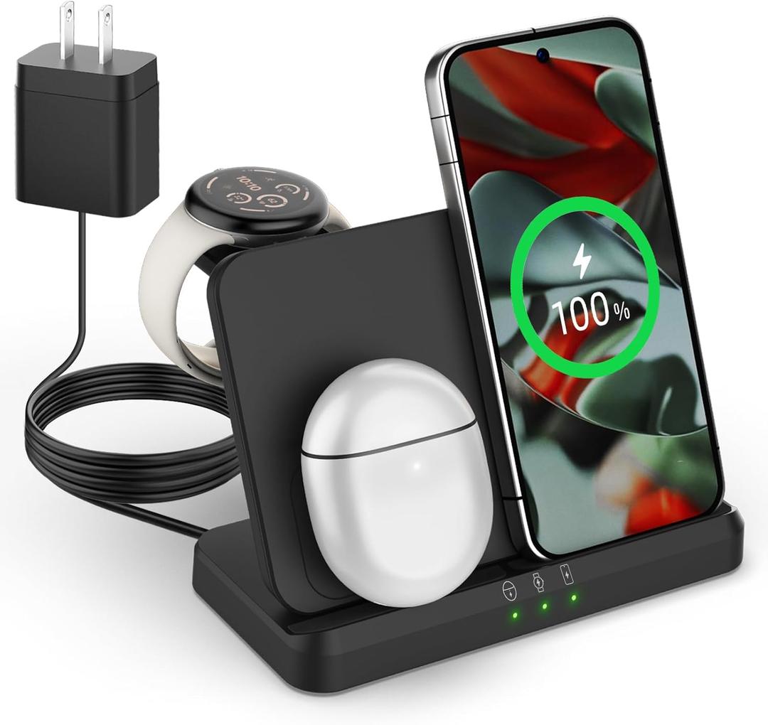 Foldable 3 in 1 Wireless Charging Station Compatible with Google Pixel Watch