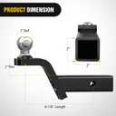Nilight Fusion Trailer Hitch Mount w/Welded 2 Inch Trailer Ball & Hitch Pin, Fits 2 Inch Receiver, 7500 lbs 2" Rise