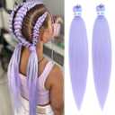 Braiding Hair Pre Stretched Yaki Straight 2 Packs 90g/Pack Extra Long Lavender Hair Extensions Synthetic Crochet Braids 26 Inches Light Purple