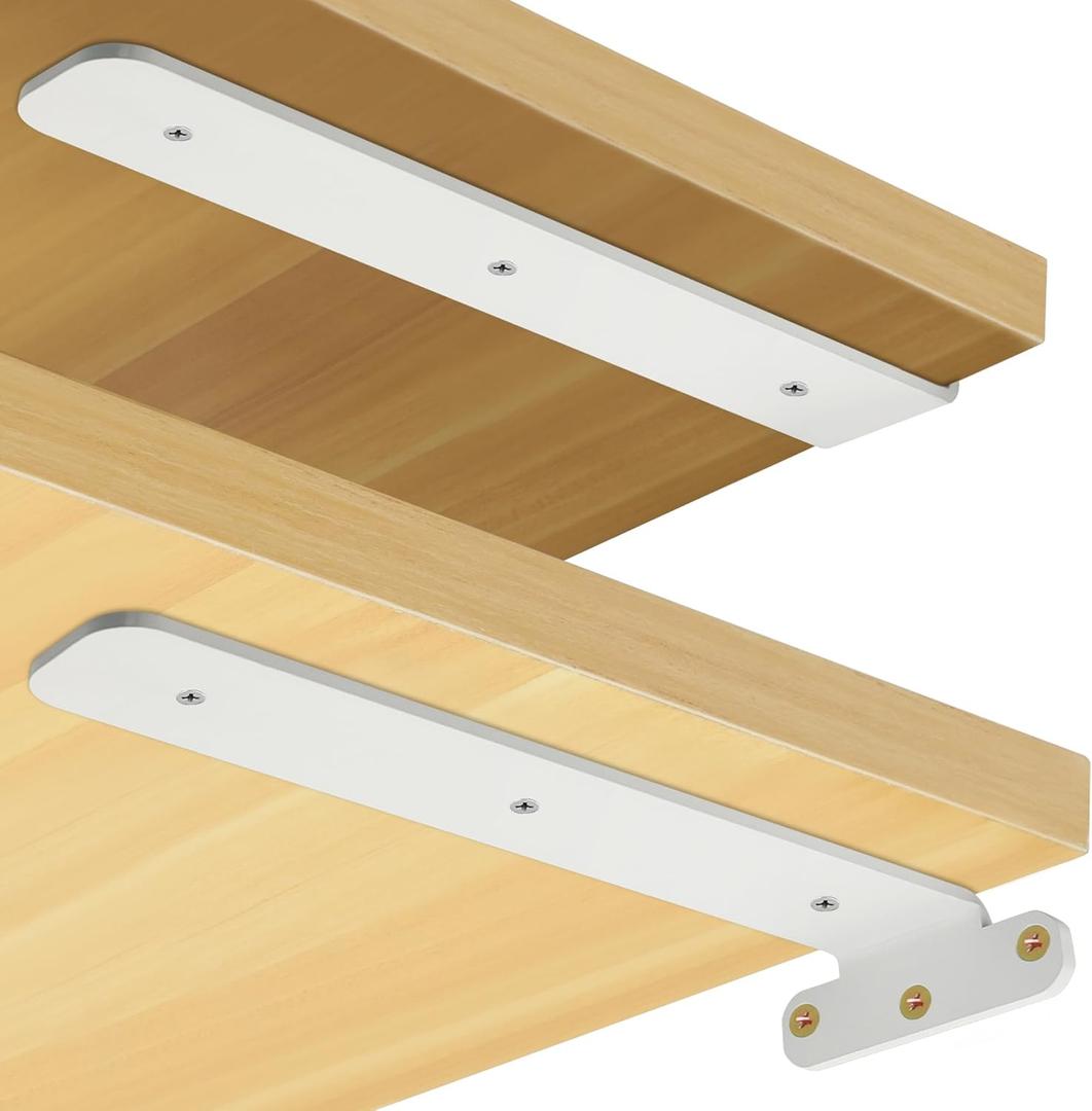 Alise Floating Shelf Brackets 4 Pcs, 90 L Brackets Heavy Duty for Wood, 12in White Brackets for Walls Hidden Shelves, Metal Shelving Supports for Home, Garden, Office and DIY