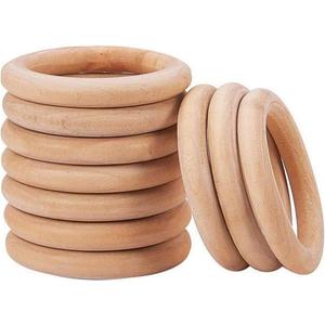 Set of 10 Natural Unfinished Solid Wooden Rings Wood Ring Circle Wood Pendant and Connectors Jewelry Making (100mm-3.94inch)