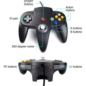 1 Pack USB Wired N64 Controller, miadore Classic N64 PC Gamepad Joystick Controller for Windows PC MAC Linux Raspberry Pi 3 (Black)