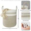 XUANGUO Cotton Rope Laundry Basket Hamper for Clothes Woven Storage Basket for Living Room Bedroom Boho Tall Rope Baskets for Blanket Toys Pillow Towels Baby Nursery Hamper Bin Large brown and white, Regular