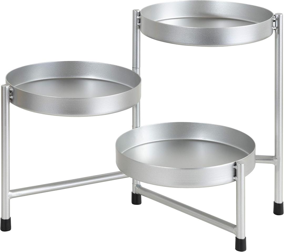 Kate and Laurel Finn Modern Tri-Level Plant Stand, 7.25 x 7.25 x 10, Silver, Indoor Multi-Tiered Plant Stand for Tabletop Kate and Laurel Finn Modern Tri-Level Plant Stand, 7.25 x 7.25 x 10, Silver, Indoor Multi-Tiered Plant Stand for Tabletop
