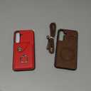 Compatible with Samsung Galaxy S25 FE 5G Wallet Case and Screen Protector Crossbody Shoulder Strap Ring Buckle Stand Card Holder Magnetic Car Mount Phone Cover for S 25 EF S25FE 25S 25FE Women Brown and Red, 2 Pack