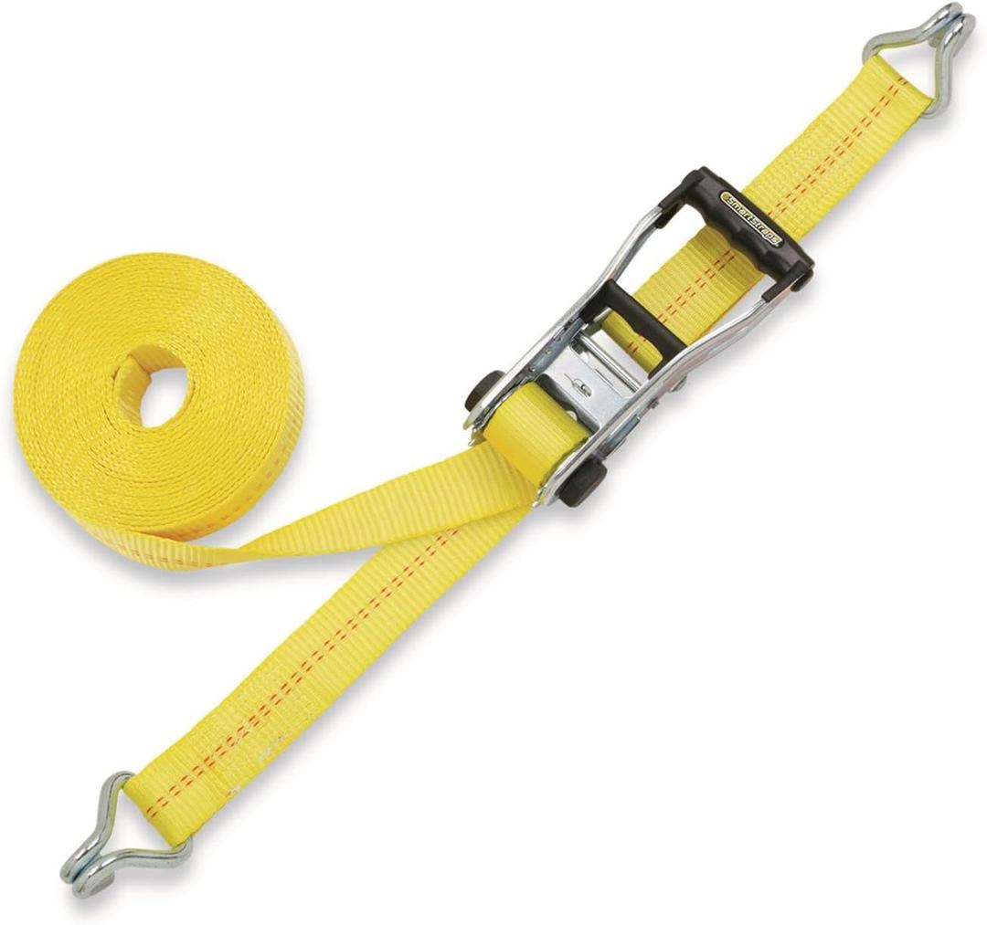 SmartStraps 27-Foot Premium Ratchet Straps, Yellow (1pk)  10,000 lbs Break Strength, 3,333 lbs Safe Work Load - Commercial Tie-Downs Designed for Heavy-Duty Transport - Safely Haul Large Equipment, Tractors, Vehicles and More (27' 10000 lb)