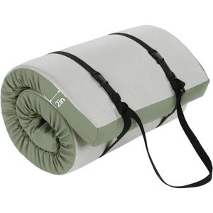 MABOZOO 2 Inch Thick Yoga Mat, 72''x24'x2" Foldable Extra Thick Exercise Mat Gymnastics Mat with PU Leather, Padded Yoga Mat Fitness Mat for Yoga, Pilates, Stretching (Green)