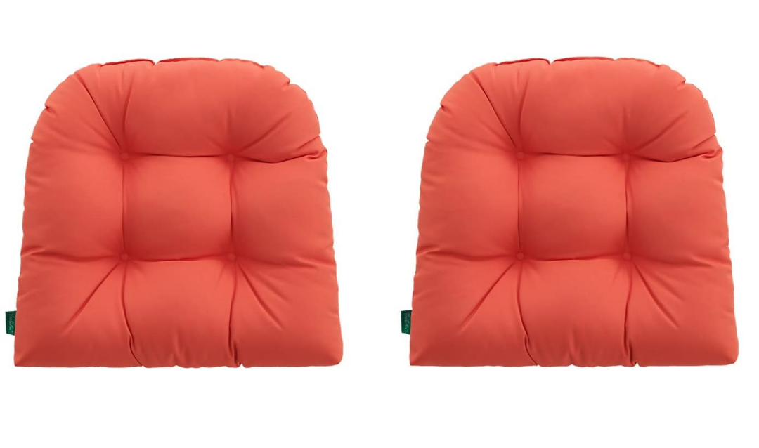 Outdoor/Indoor All Weather Tufted Wicker Chair Cushions of 2 Pieces, 2 U-Shape Waterproof Cushions for Patio Furniture,Wicker Loveseat, Red