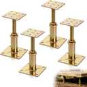 Goaste 4 Pack Adjustable House Floor Jacks, Square Steel Screw Jack Post, Galvanized Golden Joist Support Jacks for House Foundation, 4" to 7" Height, 4400-6600 LBS for Leveling Lifting Deck Basement