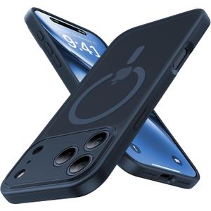 Maozis Magnetic Shockproof for iPhone 17 Pro Max Case,[Camera Protection][Compatible with Magsafe][Non-Slip][Mil-Grade Protection]Slim Translucent Matte Phone Case for iPhone 17 Pro Max,Midnight Blue