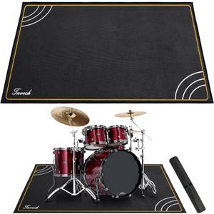 Invech 4 x 5.3 Ft Drum Rug, Non-Slip Grip Bottom, Soundproof Drum Floor Mat for Electrical Drum, Black