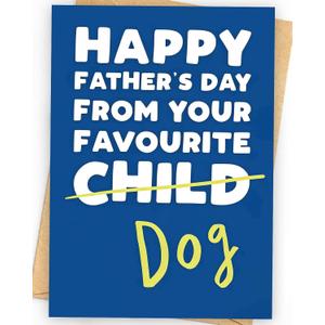 6 x Funny Father's Day Card from Dog Daughter Son Humorous Fathers Day Dog Dad Card, Fun Gift from Kids or Family on Father's Day