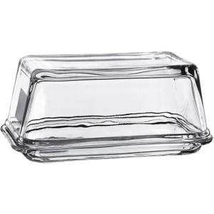 Fox Run Glass Butter Dish With Cover, For The Counter or Refrigerator (6.75", Glass)