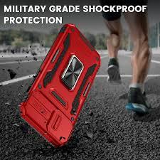 Maxdara iPhone 14 & iPhone 13 Case with Camera Cover, Ring Kickstand, Screen Protector, Red