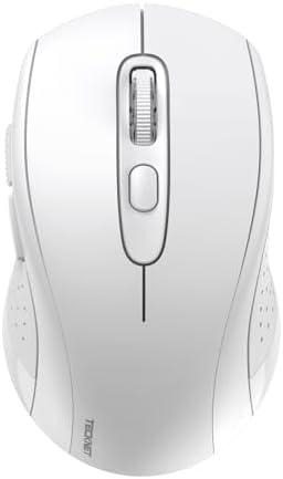 TECKNET Bluetooth Mouse, 4000DPI Wireless Mice for Laptop 2-in-1(BT 5.0/3.0+2.4Ghz) Computer Mouse with USB Receiver for Mac (USB-A+Bluetooth, White)