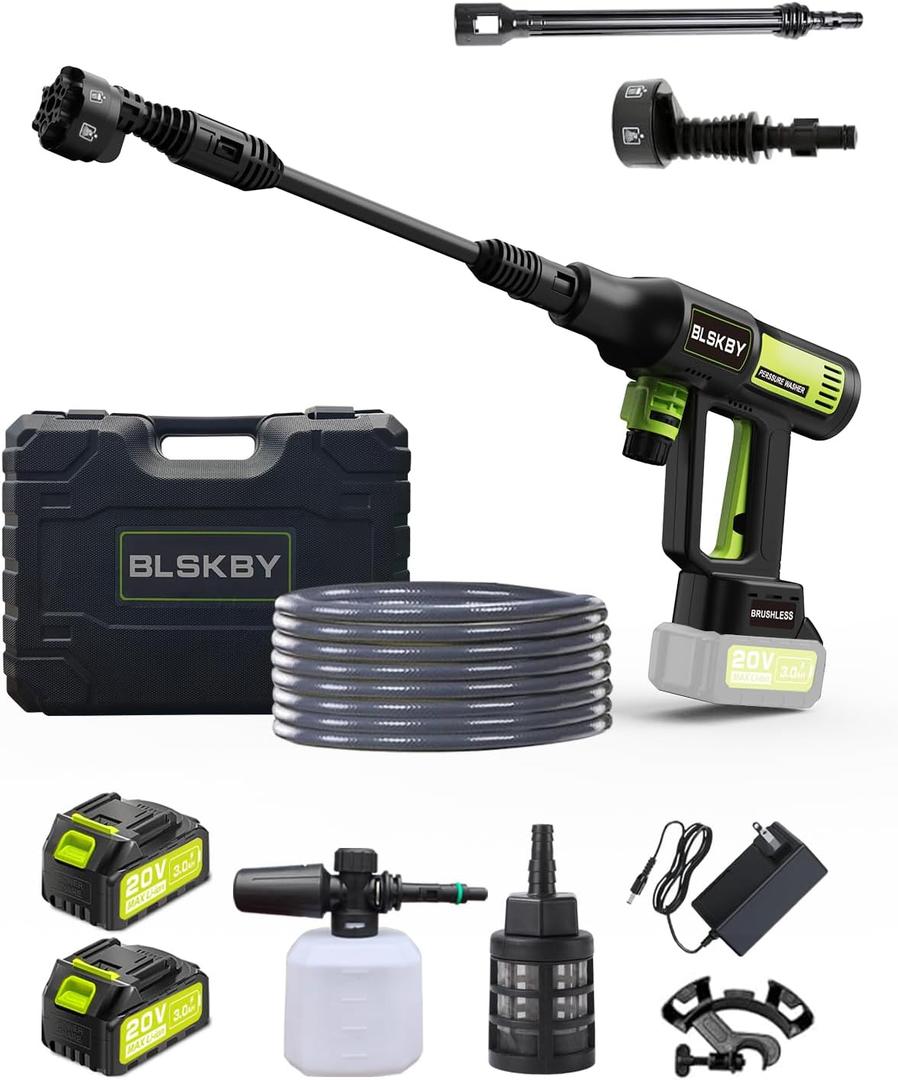 Portable Cordless Pressure Washer - 1200PSI Brushless Portable Pressure Washer Cordless Power Washer Battery Operated, 6-in-1 Nozzle, Adjustable Foam Cannon for Car & Garden (SC14, Green)
