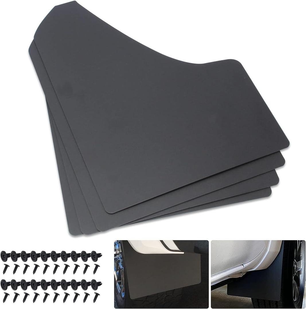 SUNPIE Car Mud Flaps Universal Fit Black Splash Guards (4 Pack) with 20 Pieces 6mm Fastener Rivet Clips