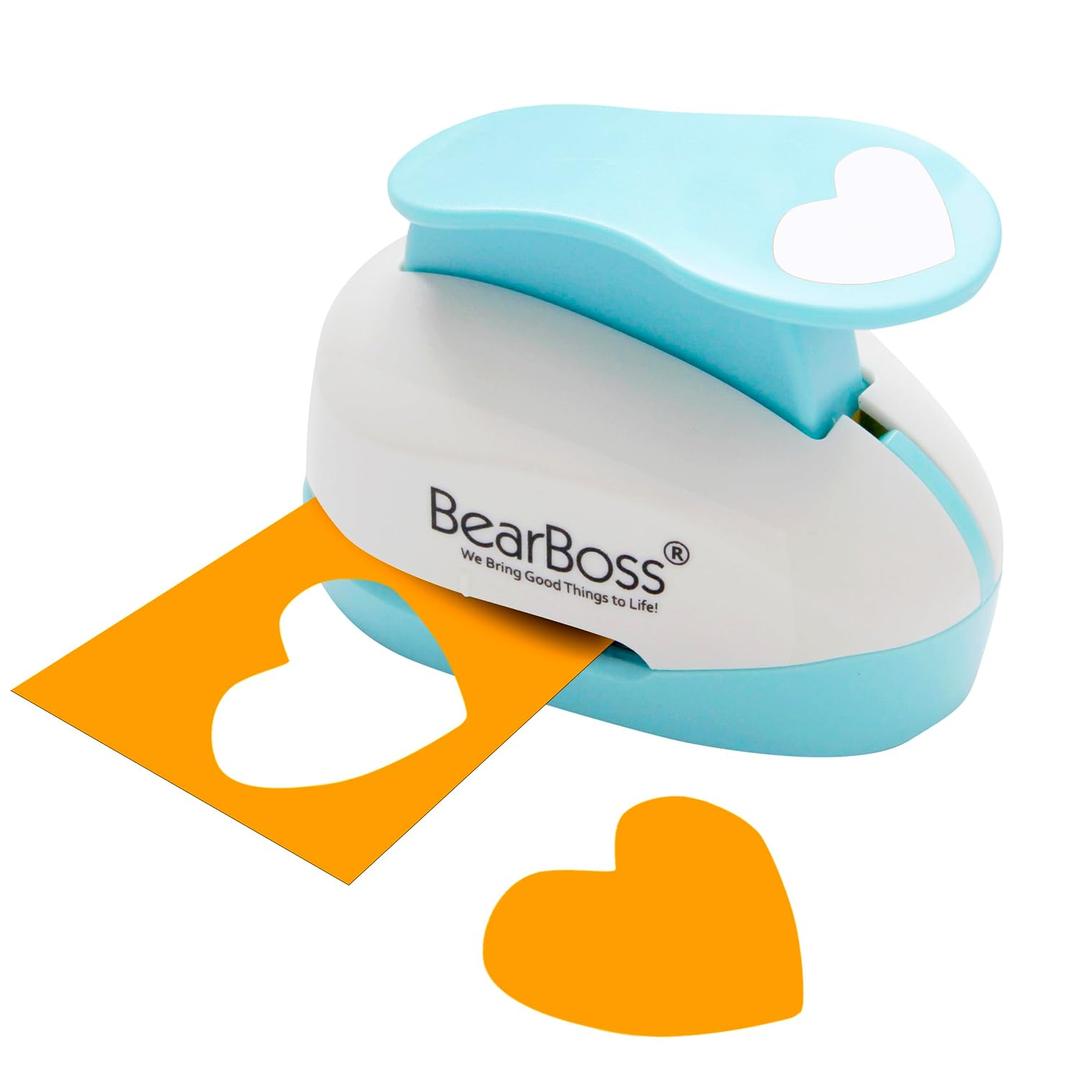 BearBoss Heart Paper Punch, Handmade Scrapbook Paper Puncher, Different Size of Scrapbooking Punches Crafting Designs for Office Supplies, Card Making, DIY Albums Photos, Classic White