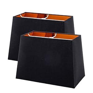 Wellmet Set of 2 Square Fabric Lampshades, 12" X14" X10", No Assembly Required, Classic Modern Style for Table, Bedside, Floor Lamps, Spider Fitter Black 