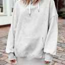 Sweatshirt Hoodie Fall Dress for Womens Long Sleeve Pullover Oversized Winter Outwear Coats with Pockets ND28 (Gray, L)