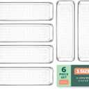 RUBOXA Clear Plastic Drawer Organizers Set, 4 Sizes Clear Drawer Organizers & storage Bins for Makeup/Jewelry Vanity, Kitchen Gadgets Or Office Desk. Bathroom Drawer Organizer Trays (CLEAR, 6)