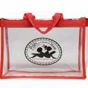 Medium clear bag, red straps, black logo, 5 pack