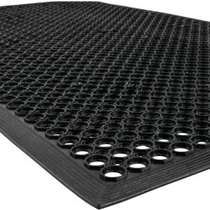 NoTrax 3' x 5' Anti-Fatigue Lightweight Restaurant Rubber Floor Mat with Drainage Holes, Beveled Edges, Non-Slip Mats, Black, T30 Competitor, T30S0035BL