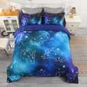 Wowelife Galaxy Bedding Comforter Set Full Size with Sheets, 5-Piece Blue 3D Galaxy Bed in A Bag Full for Kids Bed Set with Comforter, Flat Sheet, Fitted Sheet and 2 Pillowcases