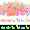 46 Pcs Mini Resin Dinosaurs, Luminous Tiny Dinosaur Figurines, Multicolor Miniature Dinosaur Figures Glow in The Dark for Fairy Garden Landscape Aquarium Birthday Party Decoration (6 Colors)