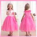 Luzlen Girls Princess Costume Pink Dress Up Outfit for Halloween Cosplay Carnival Party, 6-7 Years(Label 140)