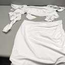 CSDAJIO Summer 2 Piece Outfits for Women Sleeveless Square Neck Crop Top Ruched Strappy Tank and Bodycon Mini Skirt (Medium, White)