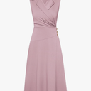 GRACE KARIN 2025 Women's Notch Lapel Ruched Wrap V Neck Business Work Dress Sleeveless A Line Midi Dress Size S