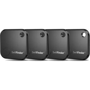 Dual System Bluetooth Tracker Tag for iOS or Android, Keys Finder and Item Locator for Keys, Bags and More, Phone Finder, Up to 300 ft Range, Replaceable Battery, Water-Resistant, 4 Pack