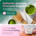 Matcha Whisk Set with Stars - 6 Piece Ceramic Matcha Set with a Bowl, Whisk, Stand, Spoon and Sifter - Designed in the UK - Gift Set